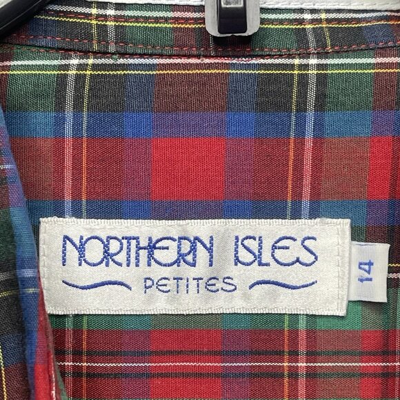 Northern Isles Vintage Checkered Plaid Button Down Shirt Multicolor Long Sleeve - Picture 2 of 5